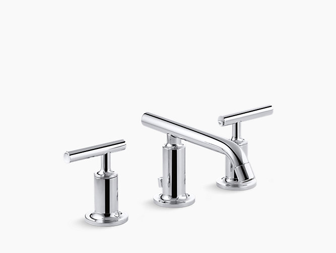 K 14410 4 Purist Widespread Sink Faucet With Low Lever Handles Kohler - Kohler Widespread Bathroom Sink Faucet